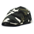Men's Green Camouflage Flat Cap in Cotton