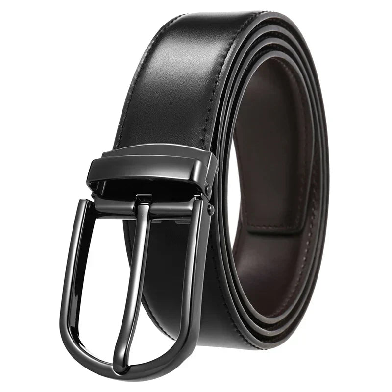Men's Belt Genuine Leather with Reversible Buckle in Zinco