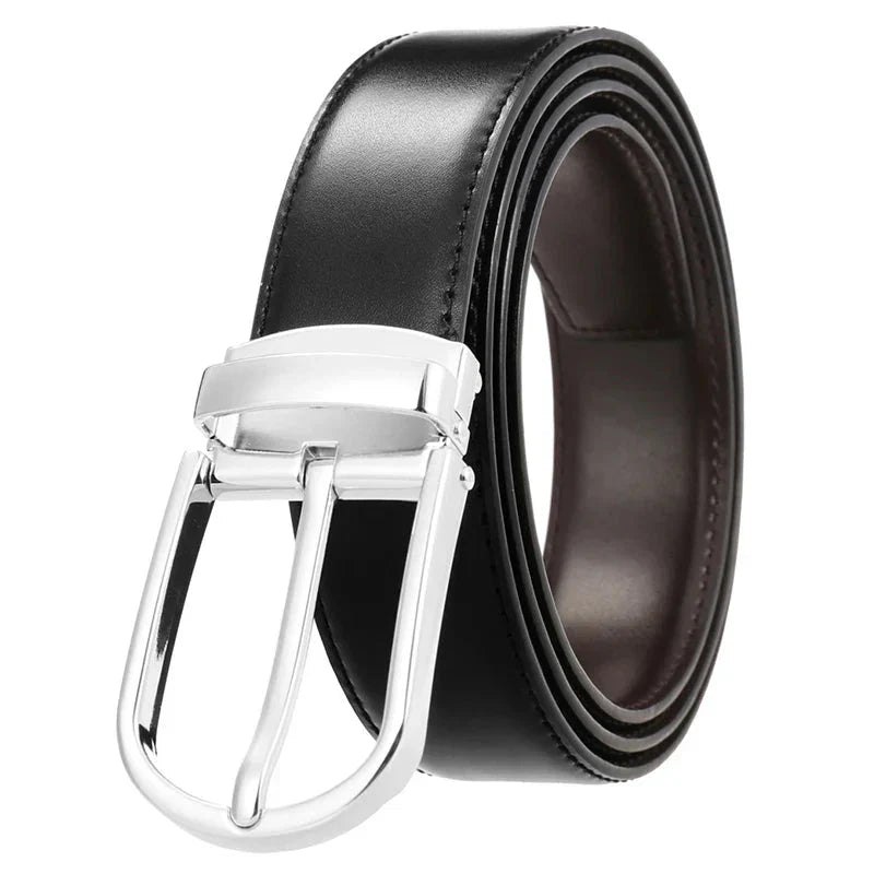 Men's Belt Genuine Leather with Reversible Buckle in Zinco