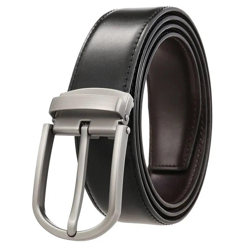 Men's Belt Genuine Leather with Reversible Buckle in Zinco