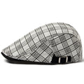 Men's Linen Vintage with Plaid Pattern Flat Cap