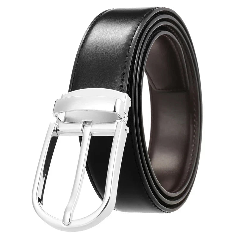 Men's Belt Genuine Leather with Reversible Buckle in Zinco